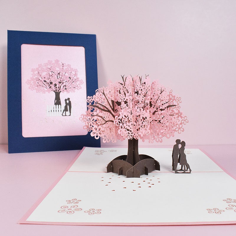 Innovative Valentine'S Day Greeting Card Love Blessing Handmade 3D Stereo Card Couple Cherry Blossom - Image 2